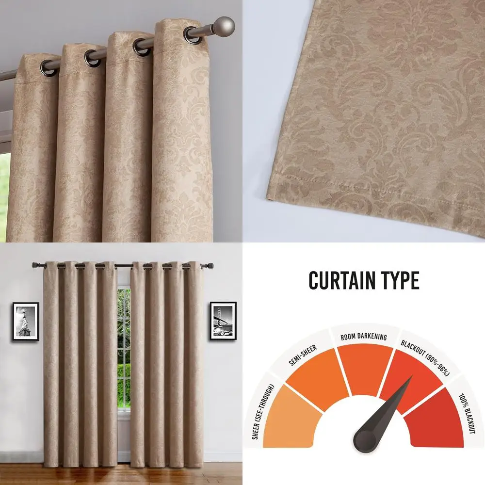 Taupe Brown Embossed Damask Flower Blackout Curtains, 54x96 Thermal Insulated Panels
Taupe Brown Embossed Damask Flower Blackout Curtains, 54x96 Thermal Insulated Panels