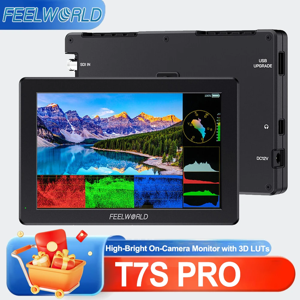 FEELWORLD T7S PRO 7-дюймовый монитор для камеры с высокой яркостью 2000 нит, 3G-SDI, 4K HDMI 60 Гц, IPS 1920x1200, отображение сигнала, 3D LUT, HDR
FEELWORLD T7S PRO 7-дюймовый монитор для камеры с высокой яркостью 2000 нит, 3G-SDI, 4K HDMI 60 Гц, IPS 1920x1200, отображение сигнала, 3D LUT, HDR