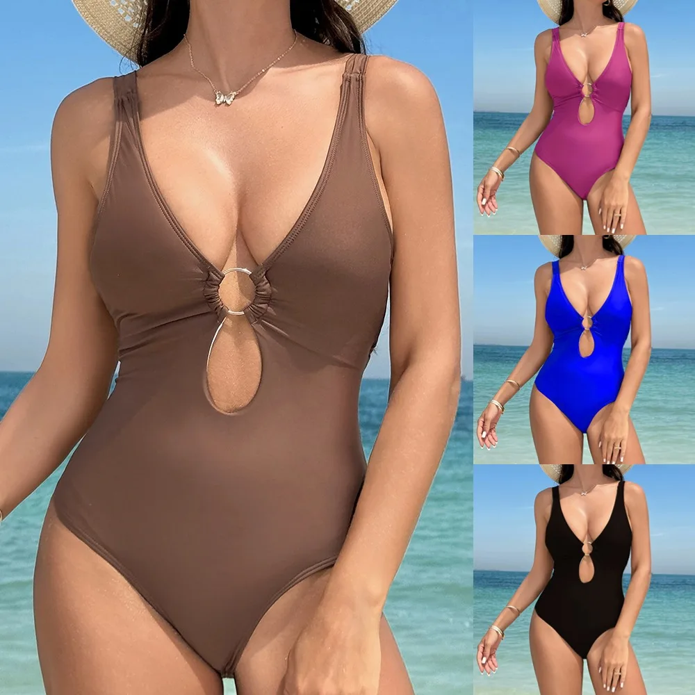 New Sexy Bikini Strap-up One-piece Swimsuit Solid Color Swimsuit
New Sexy Bikini Strap-up One-piece Swimsuit Solid Color Swimsuit