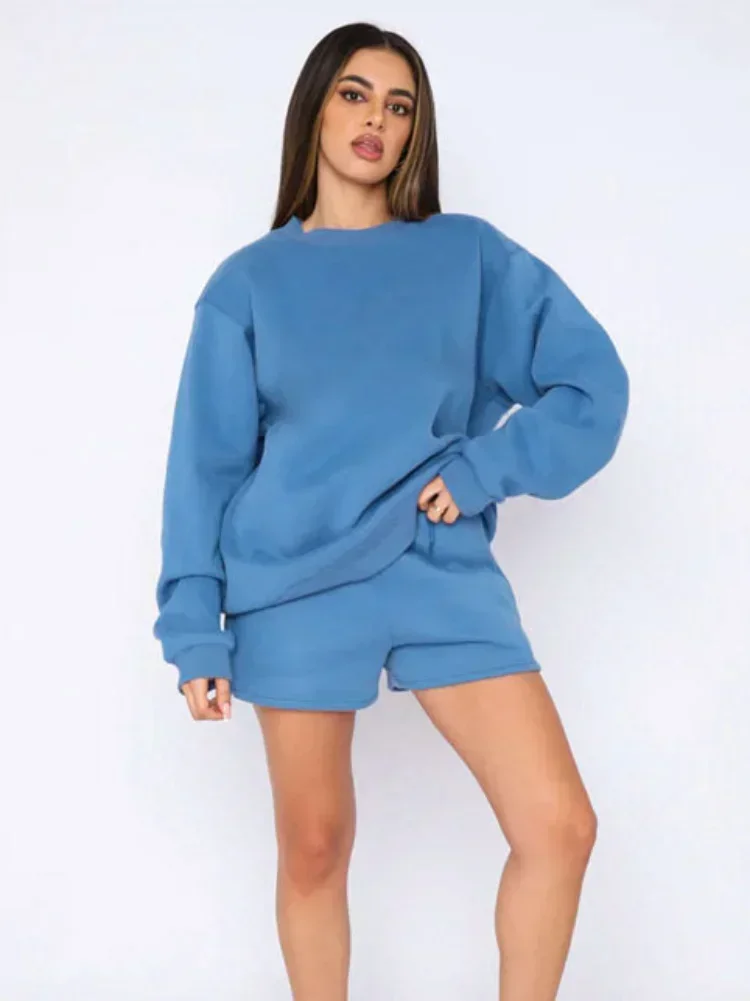 GUWU Sportsuit Fleece Warm Women Tracksuit Two Piece Set Long Sleeve Shirt + Short Pants Matching Set Casaul Street Clothes
GUWU Sportsuit Fleece Warm Women Tracksuit Two Piece Set Long Sleeve Shirt + Short Pants Matching Set Casaul Street Clothes