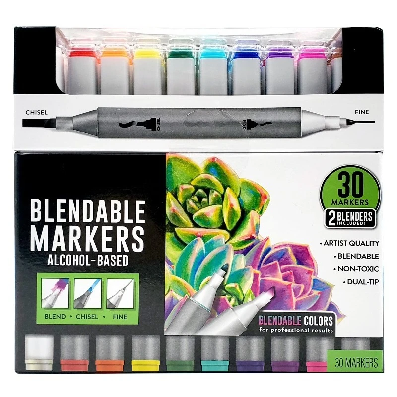 Dual-Tip Blendable Alcohol Markers with Colorless Blenders, for Adults & Teens, 32 Count
Dual-Tip Blendable Alcohol Markers with Colorless Blenders, for Adults & Teens, 32 Count