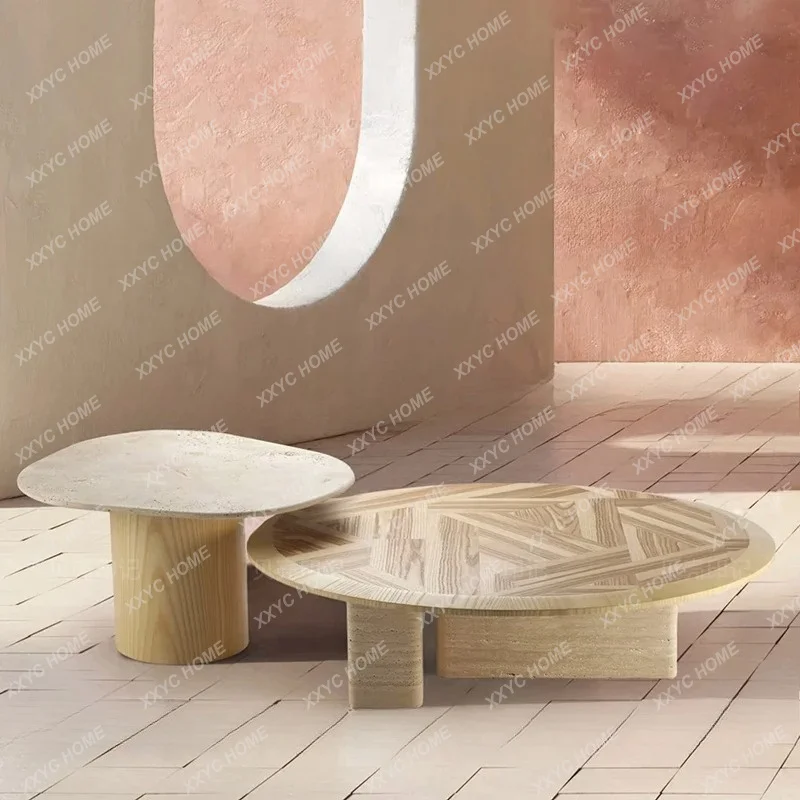 Medieval minimalist parquet solid wood natural marble coffee table combination living room household tea table
Medieval minimalist parquet solid wood natural marble coffee table combination living room household tea table
