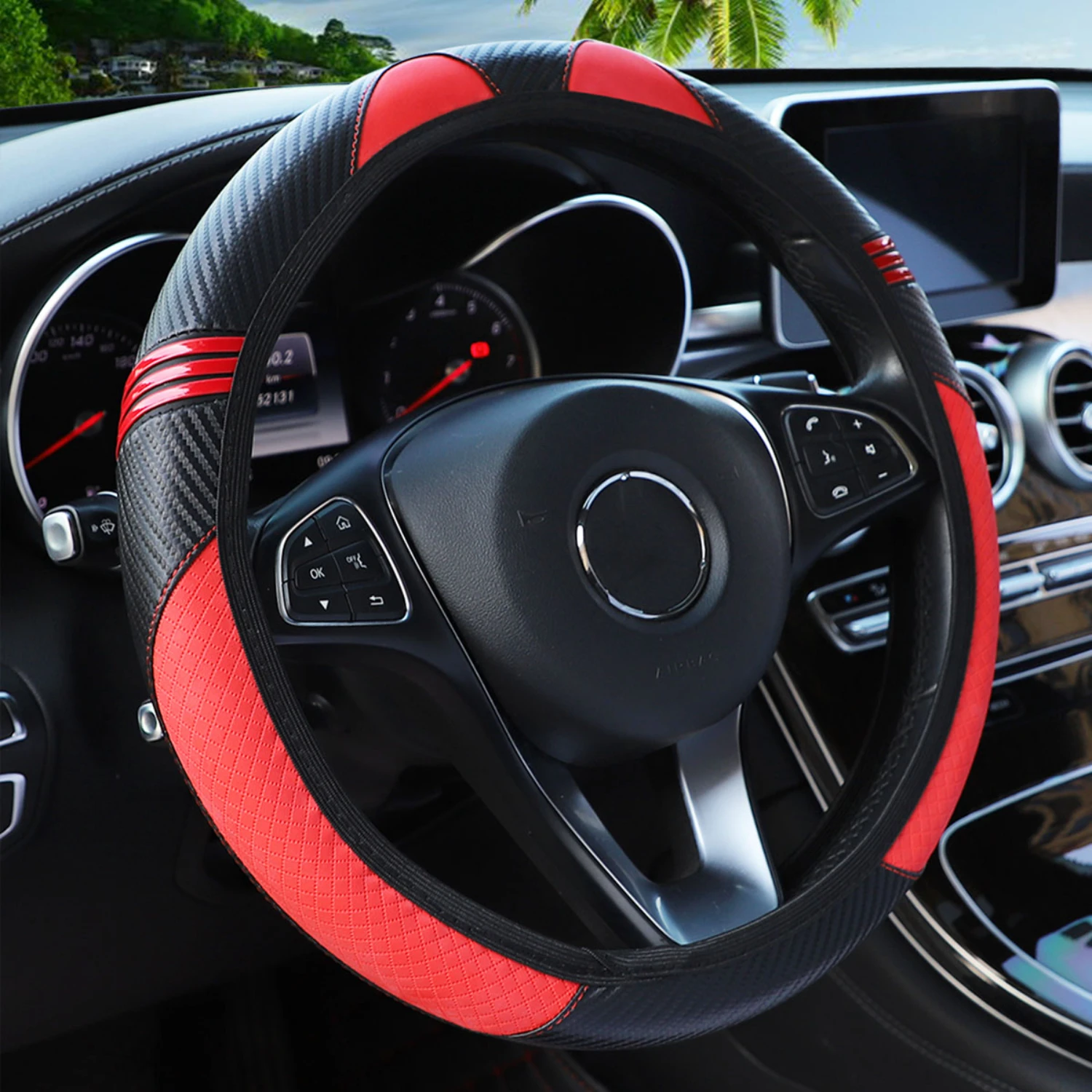 Protect your steering wheel in style with this adorable and stylish, cute cartoon cat little leather steering wheel cover. This
Protect your steering wheel in style with this adorable and stylish, cute cartoon cat little leather steering wheel cover. This