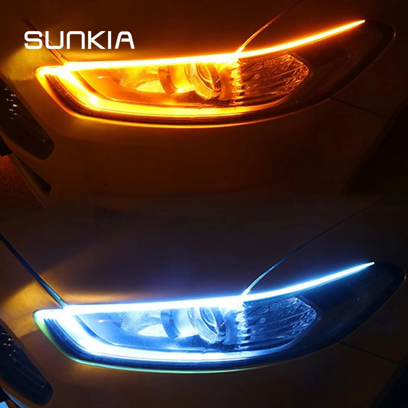 2Pcs DRL Daytime Running Lights Switchback Strip Lamp 30/45/60CM White with Flowing Yellow Color Angel Eye Day Light
2Pcs DRL Daytime Running Lights Switchback Strip Lamp 30/45/60CM White with Flowing Yellow Color Angel Eye Day Light