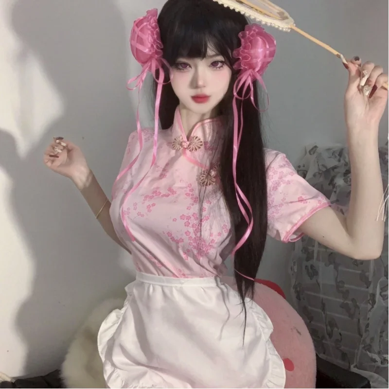 Improved Chinese Style Cheongsam Retro Maid Element Kitchen Girl Design Slim Soft Breathable Fashion Daily Outfit Women Clothing
Improved Chinese Style Cheongsam Retro Maid Element Kitchen Girl Design Slim Soft Breathable Fashion Daily Outfit Women Clothing