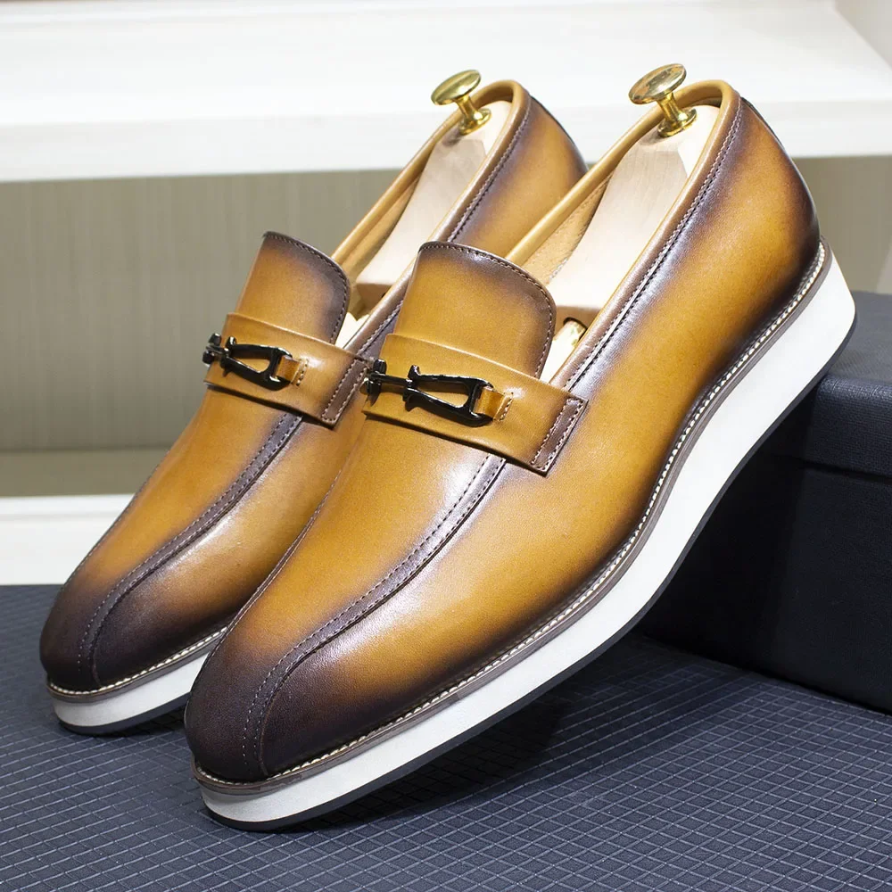 Men's Genuine Leather Casual Shoes with Metal Buckle Handmade Comfortable Flat Loafers for Office and Outdoor Street Wear
Men's Genuine Leather Casual Shoes with Metal Buckle Handmade Comfortable Flat Loafers for Office and Outdoor Street Wear