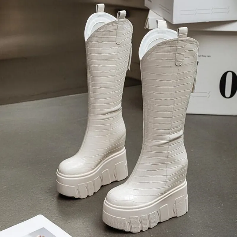 Autumn Winter Long Boots New Woman Wedges 14CM Super High Heels Thick Bottom Shoes White Knee High Boots Gothic Style Women Shoe
Autumn Winter Long Boots New Woman Wedges 14CM Super High Heels Thick Bottom Shoes White Knee High Boots Gothic Style Women Shoe
