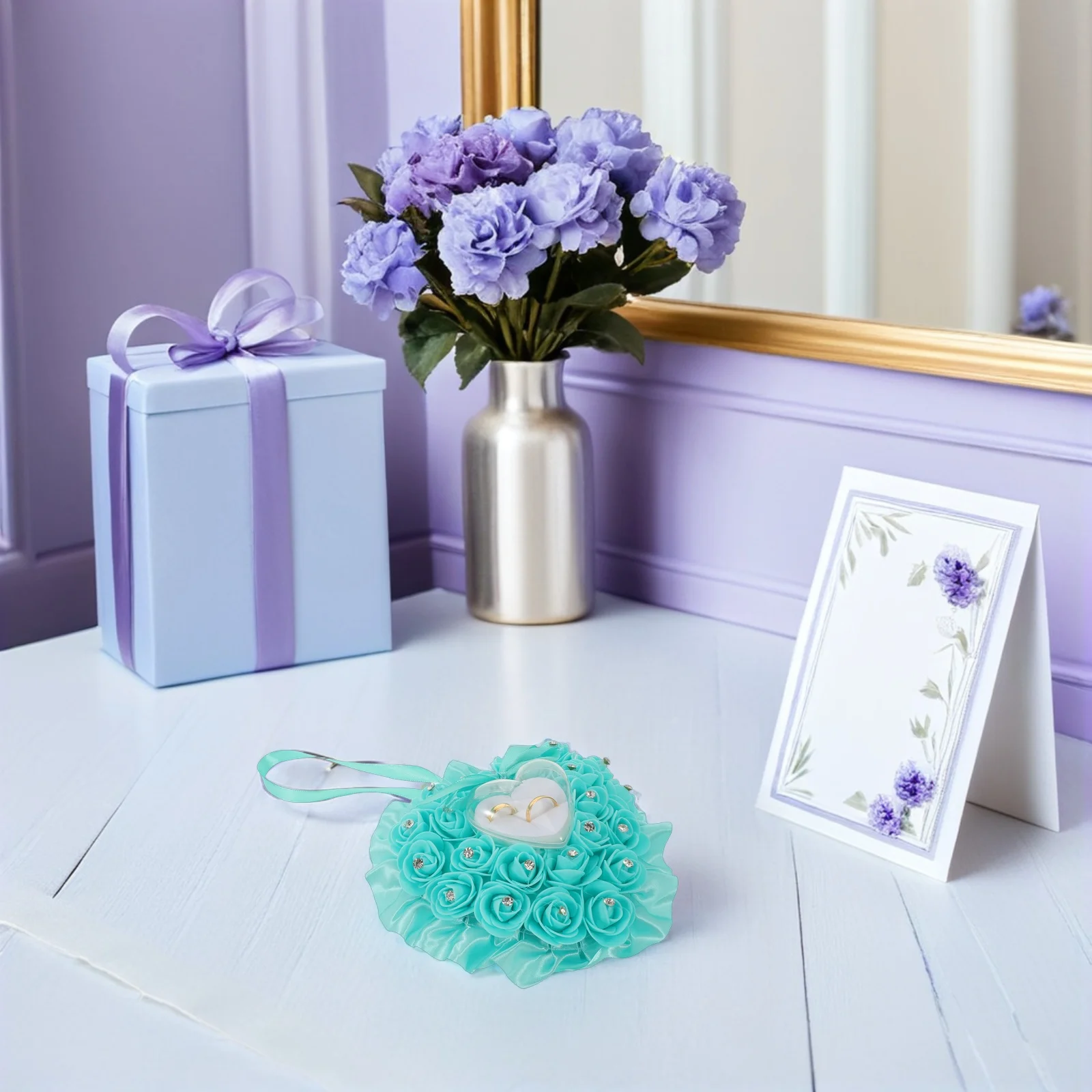 Heart Pillow Blue European Wedding Ring Holder With Rose Decor Bridal Jewelry Display Cushion For Ceremony Mr Mrs Ring
Heart Pillow Blue European Wedding Ring Holder With Rose Decor Bridal Jewelry Display Cushion For Ceremony Mr Mrs Ring