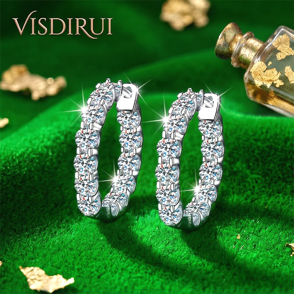 VISDIRUI D Color Moissanite Hoop Earrings S925 Silver 2.6cttw Eternity Round Cut Hypoallergenic Fine Jewelry Gift Women
VISDIRUI D Color Moissanite Hoop Earrings S925 Silver 2.6cttw Eternity Round Cut Hypoallergenic Fine Jewelry Gift Women