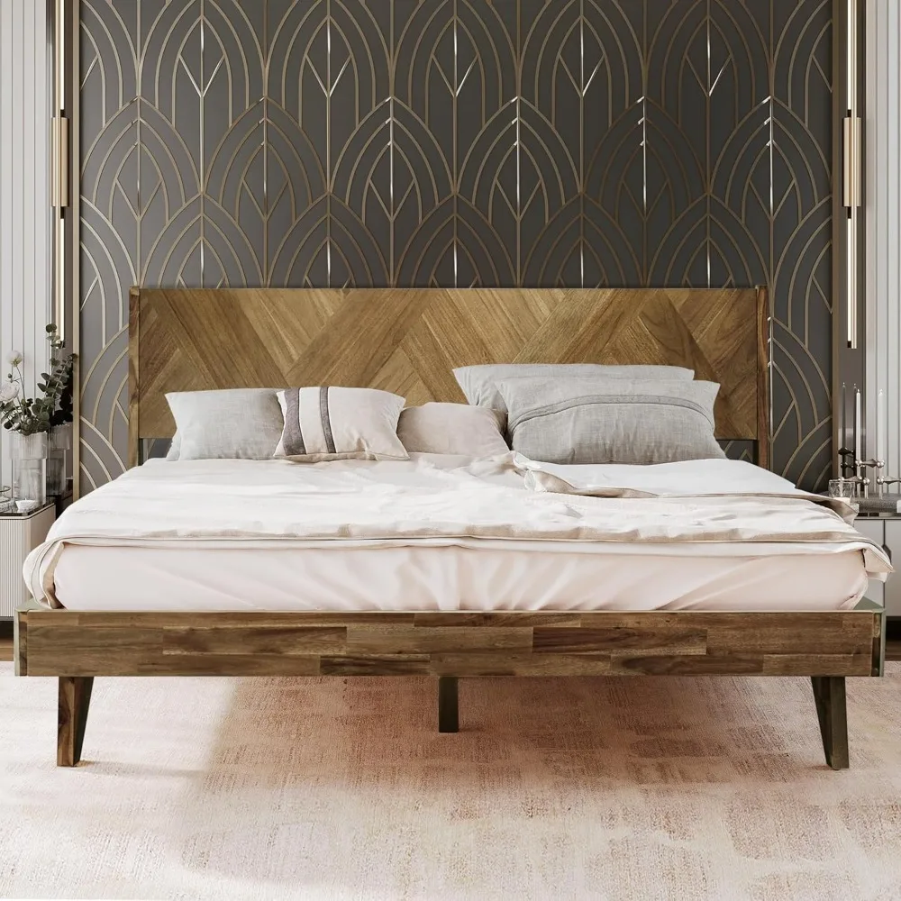 Gazelle King Size Bed Frame with Artistic 41in High Headboard Solid Wood Platform Bed, Art Deco Premium Natural Wood Bed Compati
Gazelle King Size Bed Frame with Artistic 41in High Headboard Solid Wood Platform Bed, Art Deco Premium Natural Wood Bed Compati