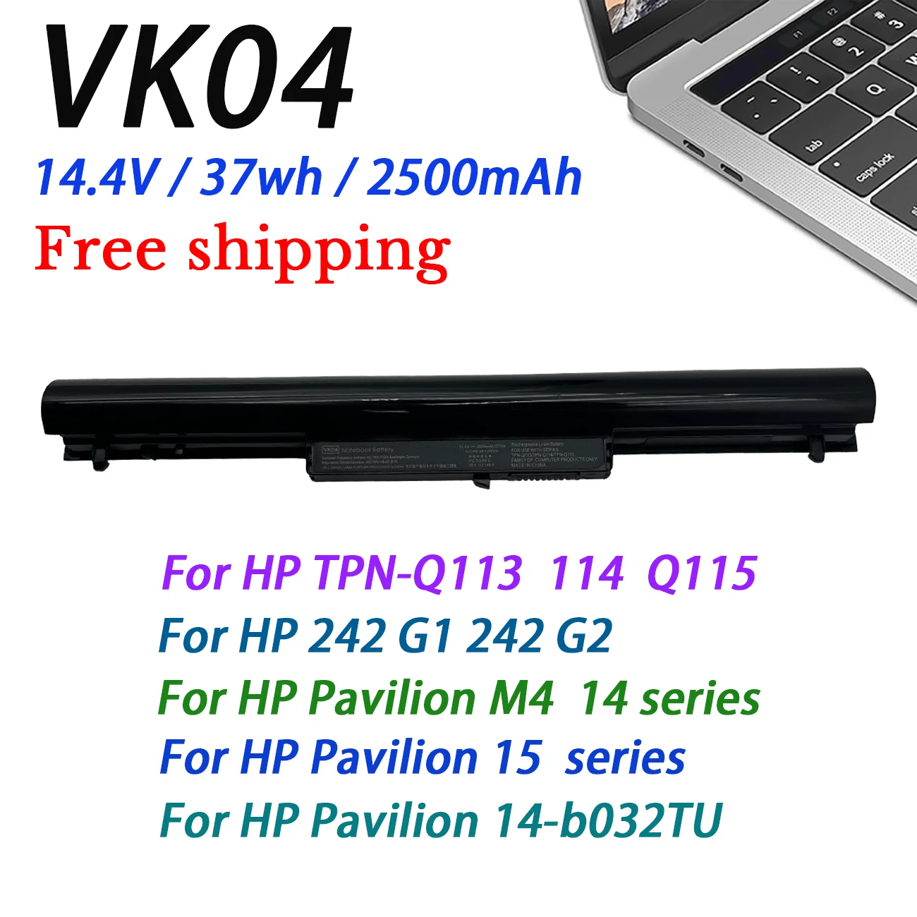 Новый аккумулятор для ноутбука VK04 для HP Pavilion 14 M4 14Z 14T 15 15Z series TPN-Q113 Q114 Q115 242 G1 G2 HSTNN-YB4D DB4D 695192 -001
Новый аккумулятор для ноутбука VK04 для HP Pavilion 14 M4 14Z 14T 15 15Z series TPN-Q113 Q114 Q115 242 G1 G2 HSTNN-YB4D DB4D 695192 -001