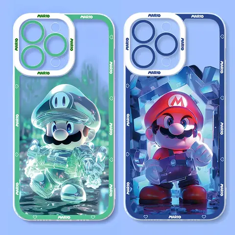 Super M-Marios Bros Clear Phone Case for iPhone 15 14 11 Pro Max 13 12 Mini XR XS X 8 7 6 6S Plus SE 2020 Soft Shockproof Cover