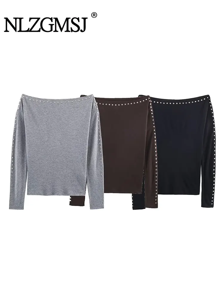 NLZGMSJ винтажные шикарные женские топы с заклепками и декором, тонкая футболка с косым воротником и длинными рукавами, модные осенние праздничные топы 2025 года
NLZGMSJ винтажные шикарные женские топы с заклепками и декором, тонкая футболка с косым воротником и длинными рукавами, модные осенние праздничные топы 2025 года