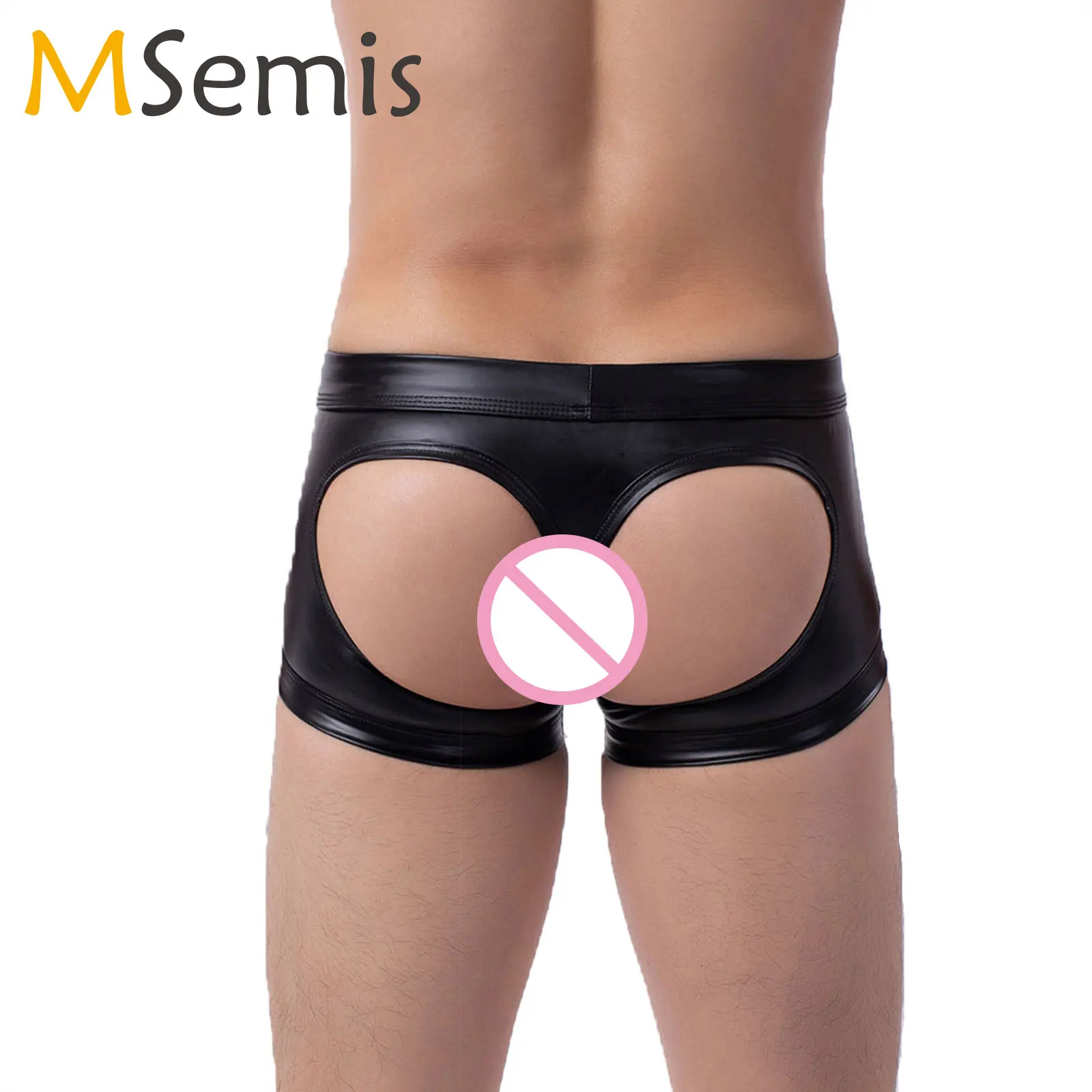 Сексуальное мужское нижнее белье с вырезами, нижнее белье из искусственной кожи с открытыми ягодицами, трусы, шорты-боксеры, мужские шорты 
Сексуальное мужское нижнее белье с вырезами, нижнее белье из искусственной кожи с открытыми ягодицами, трусы, шорты-боксеры, мужские шорты