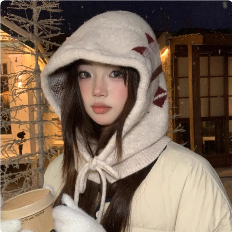 Новый жаккардовый вязаный пуловер, Балаклава, шапка для женщин, зимняя уличная теплая шапка с шарфом на шею, интегрированная шапка с защитой шеи, шапки-бини
Новый жаккардовый вязаный пуловер, Балаклава, шапка для женщин, зимняя уличная теплая шапка с шарфом на шею, интегрированная шапка с защитой шеи, шапки-бини