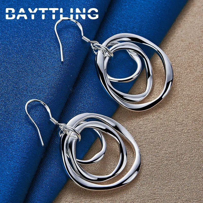925 Sterling Silver 40MM Fine Frosted 3 Hoop Earrings Fashion Women Charm Wedding Girlfriend Gift Jewelry Accessories
925 Sterling Silver 40MM Fine Frosted 3 Hoop Earrings Fashion Women Charm Wedding Girlfriend Gift Jewelry Accessories