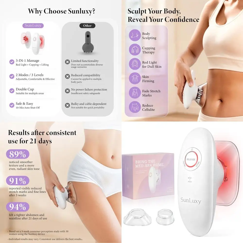 Электрический массажер 3-в-1: регулируемые функции для подтяжки кожи, массажа банками и терапии красным светом для коррекции контуров тела
Электрический массажер 3-в-1: регулируемые функции для подтяжки кожи, массажа банками и терапии красным светом для коррекции контуров тела