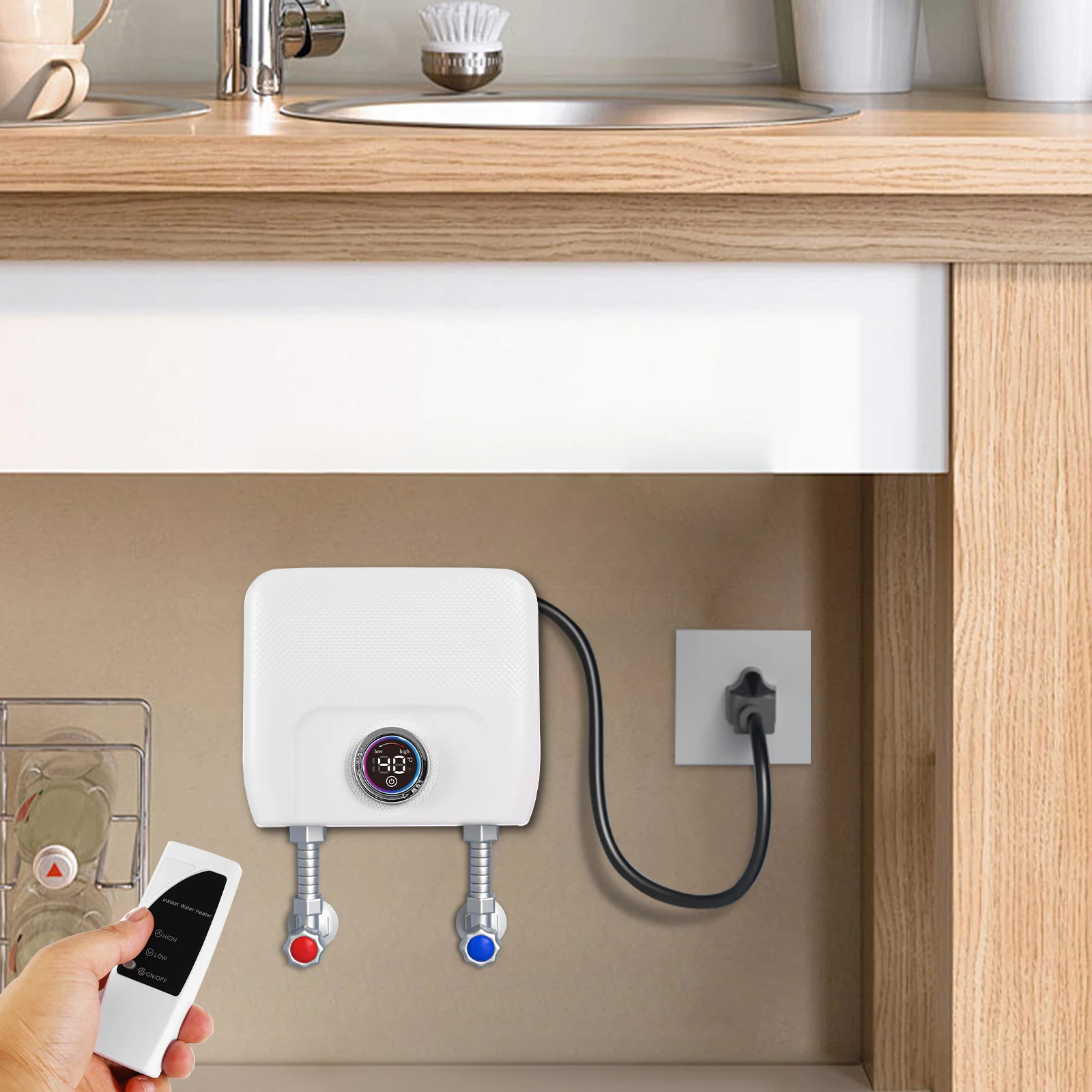 White Instant Electric Hot Water Heater - Christmas Winter Essential, Fast Heating Device for Bathroom, Kitchen & Sink
White Instant Electric Hot Water Heater - Christmas Winter Essential, Fast Heating Device for Bathroom, Kitchen & Sink