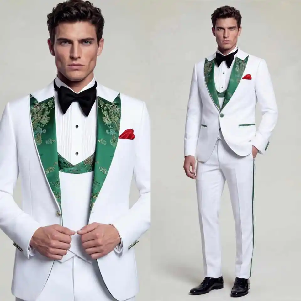 Elegant Jacquard Wedding Groom Tuxedos 3 Pieces Jacket Pants Vest Formal Occasion Male Party Outfits Customized Ropa Hombre
Elegant Jacquard Wedding Groom Tuxedos 3 Pieces Jacket Pants Vest Formal Occasion Male Party Outfits Customized Ropa Hombre
