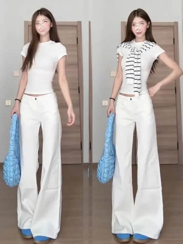 White Loose Women's Jeans High Waist Casual Sle Summer Jeans Bell Bot plus Size Slimming Long Pants for Ladies
White Loose Women's Jeans High Waist Casual Sle Summer Jeans Bell Bot plus Size Slimming Long Pants for Ladies