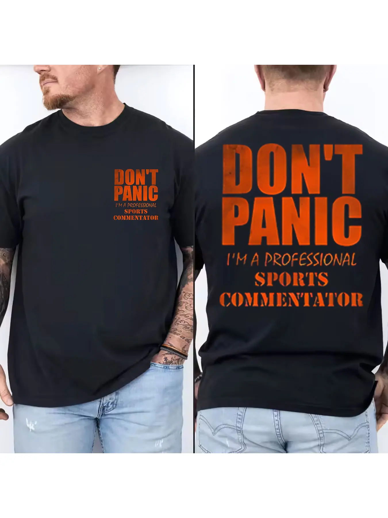 Men's Cotton T-Shirt, Don't Panic I'm A Professional Sports Commentator Print Casual Short Sleeve Tee, Comfortable Breathable
Men's Cotton T-Shirt, Don't Panic I'm A Professional Sports Commentator Print Casual Short Sleeve Tee, Comfortable Breathable