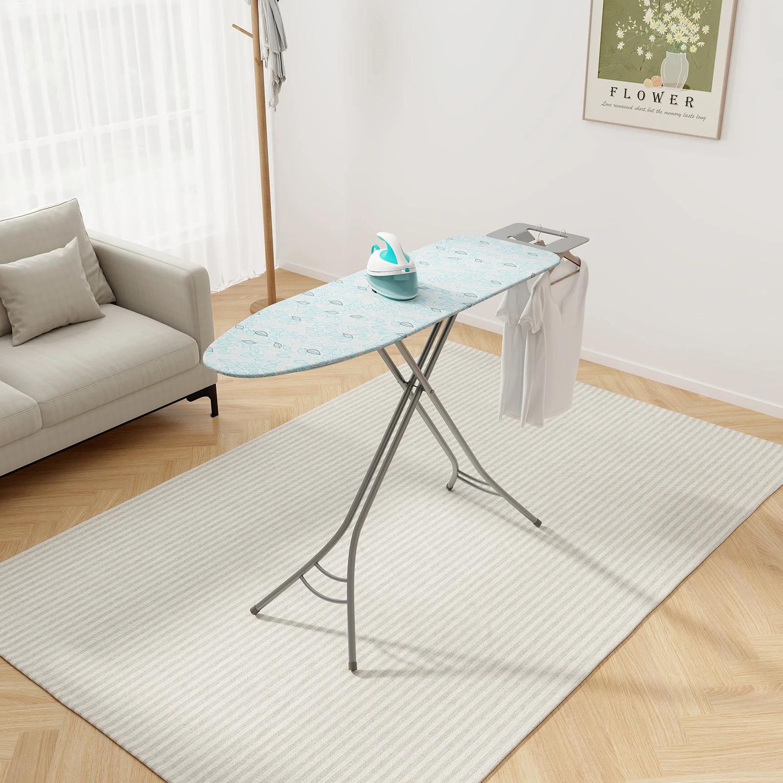 Foldable Ironing Board with Iron Rest and Adjustable Height-Turquoise
Foldable Ironing Board with Iron Rest and Adjustable Height-Turquoise