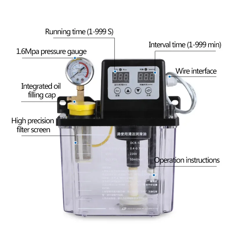 1L/2L CNC Automatic Electromagnetic Lubricant Pump Oil Lubrication System for Machinery Maintenance Single Unit
1L/2L CNC Automatic Electromagnetic Lubricant Pump Oil Lubrication System for Machinery Maintenance Single Unit