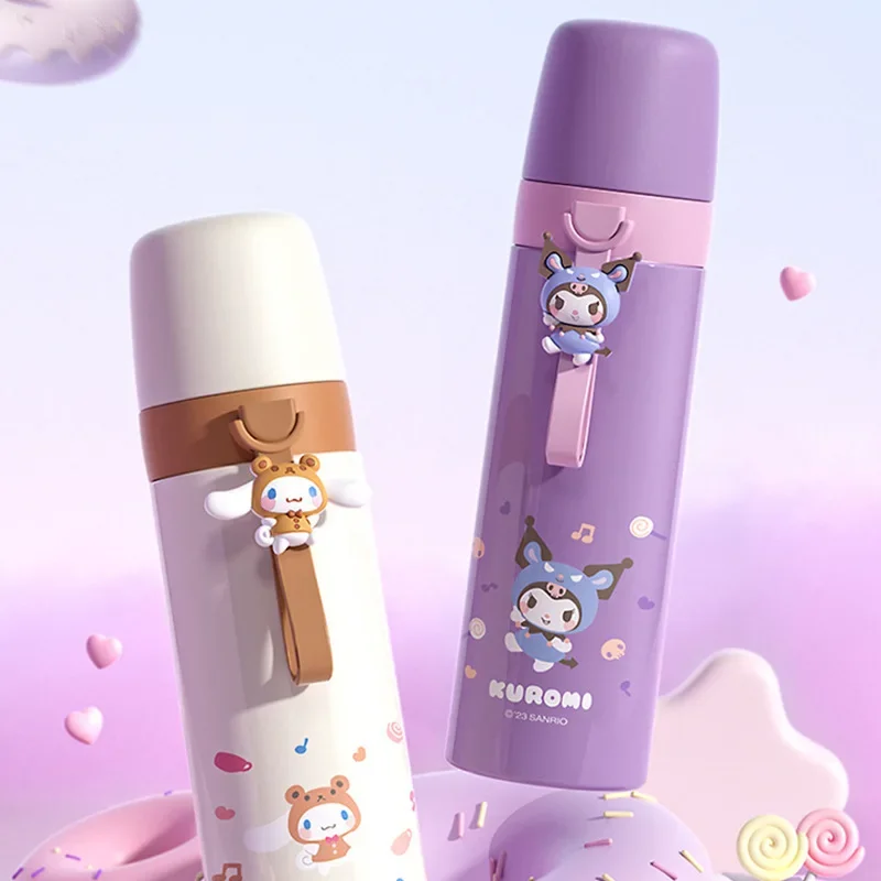 Sanrio Kuromi термос из нержавеющей стали, детская милая портативная студенческая бутылка для воды, бутылка с вакуумной изоляцией, сохраняющая тепло и холодность 
Sanrio Kuromi термос из нержавеющей стали, детская милая портативная студенческая бутылка для воды, бутылка с вакуумной изоляцией, сохраняющая тепло и холодность