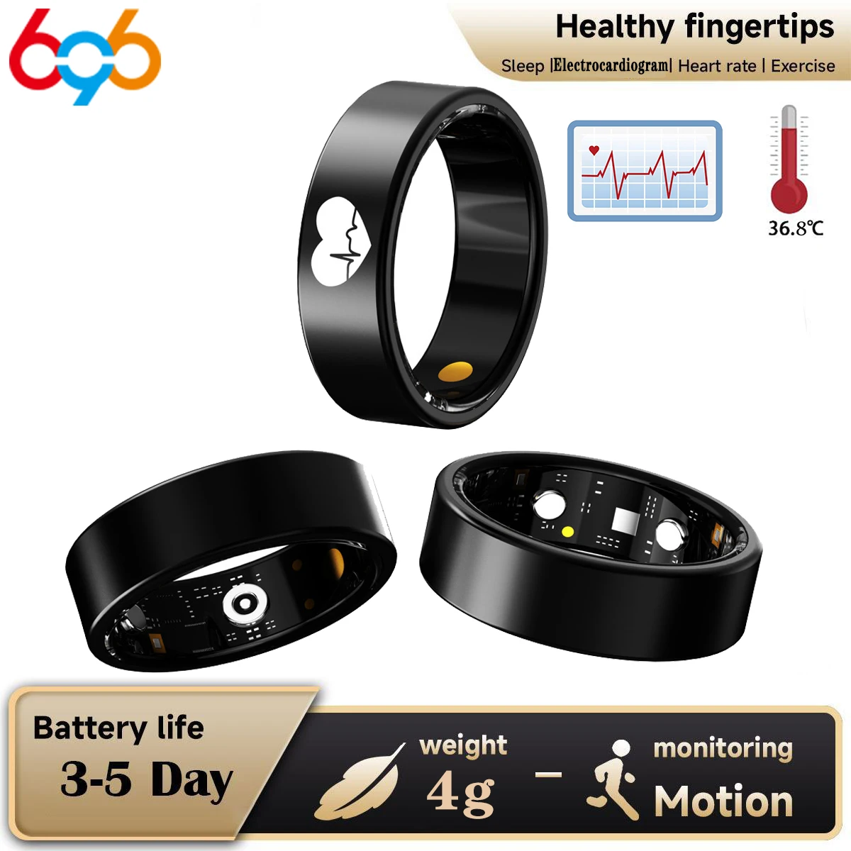ECG Smart Ring Men Women Health Tracker ECG Monitor Body Temperature Heart Rate Fitness Lovers Intelligent Rings Waterproof
ECG Smart Ring Men Women Health Tracker ECG Monitor Body Temperature Heart Rate Fitness Lovers Intelligent Rings Waterproof