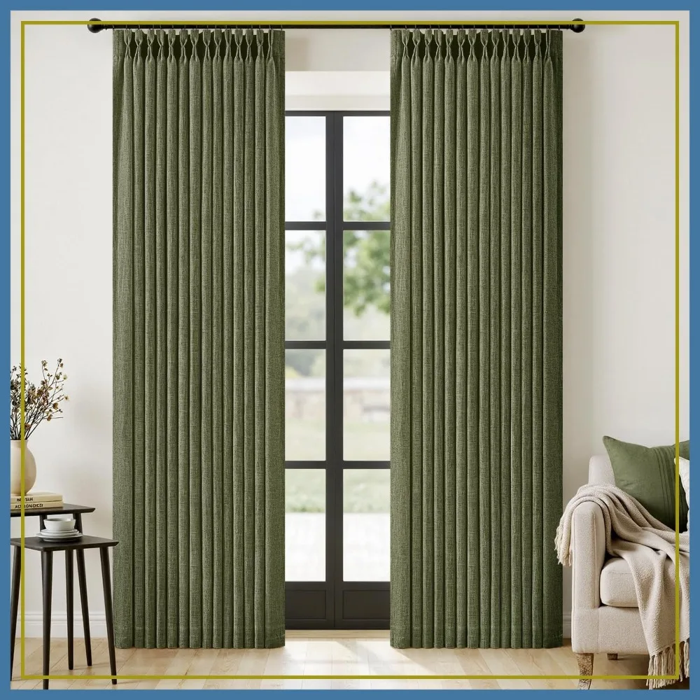 Olive Green Pinch Pleat Linen Curtains 84 Inch Long 2 Panels for Living Room Bedroom, Linen Texture Semi Sheer Drapes
Olive Green Pinch Pleat Linen Curtains 84 Inch Long 2 Panels for Living Room Bedroom, Linen Texture Semi Sheer Drapes