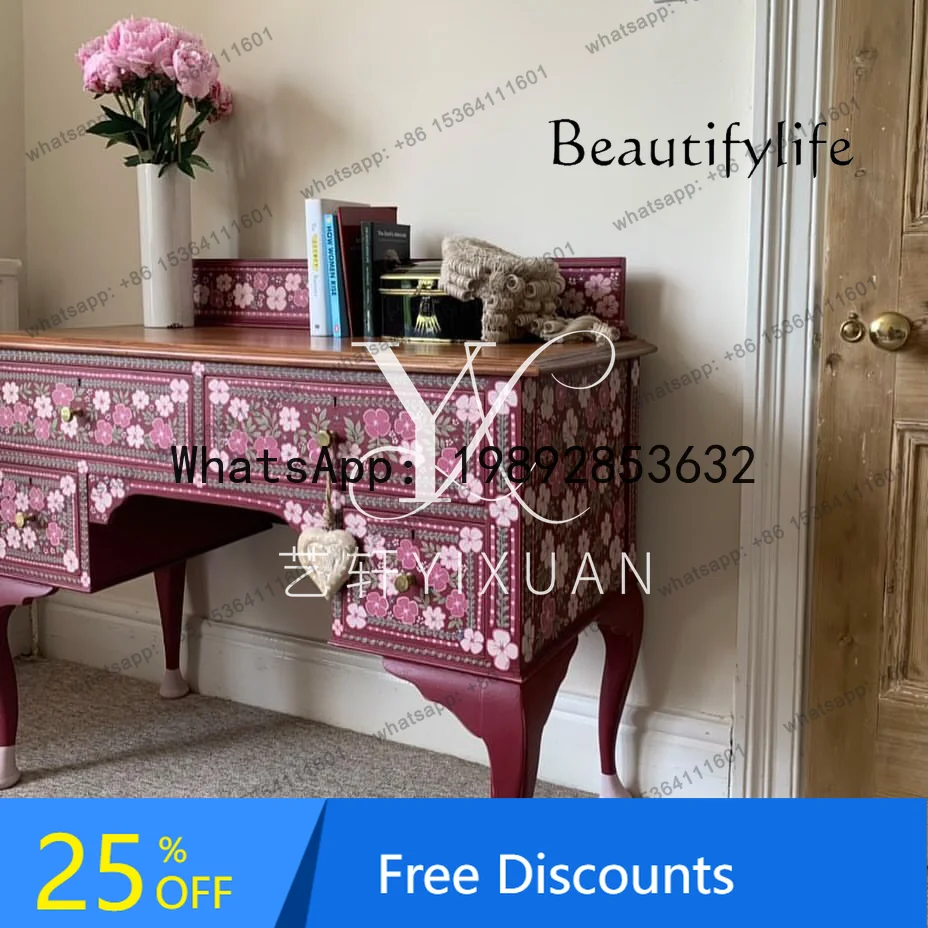 Розовый столик для макияжа из цельного дерева, ручная роспись, простой американский цветок для спальни, дома
Розовый столик для макияжа из цельного дерева, ручная роспись, простой американский цветок для спальни, дома