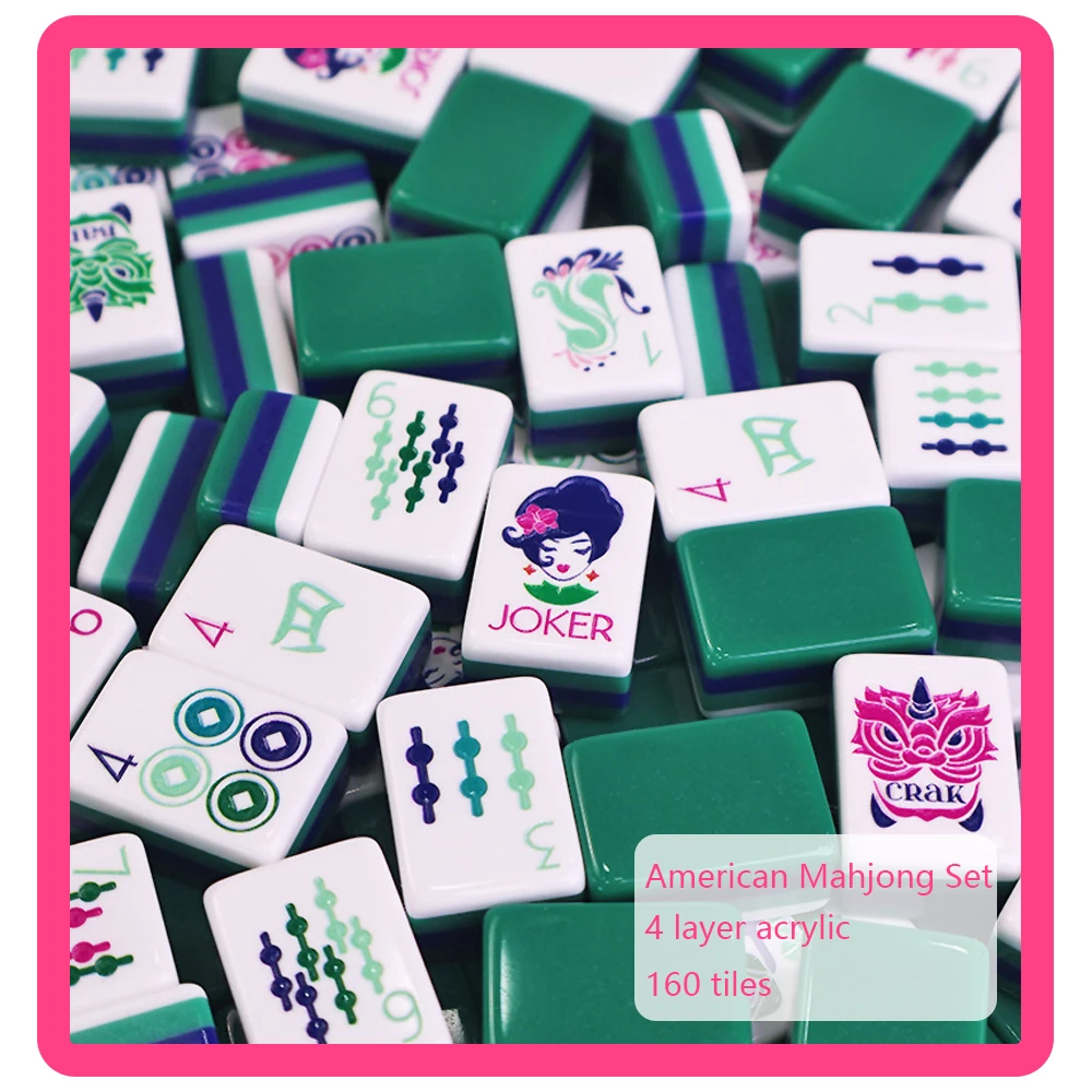Luxury Engraved American Mahjong Set 4-Layer Acrylic Green Mahjong 160 Tiles Board Game Portable Mah Jongg Sets
Luxury Engraved American Mahjong Set 4-Layer Acrylic Green Mahjong 160 Tiles Board Game Portable Mah Jongg Sets
