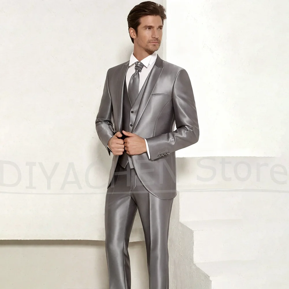Men Silver Grey Satin 3 Piece Suit Single Button Blazer Vest And Pants Formal Wedding Modern Gentleman Prom Party Outfit
Men Silver Grey Satin 3 Piece Suit Single Button Blazer Vest And Pants Formal Wedding Modern Gentleman Prom Party Outfit
