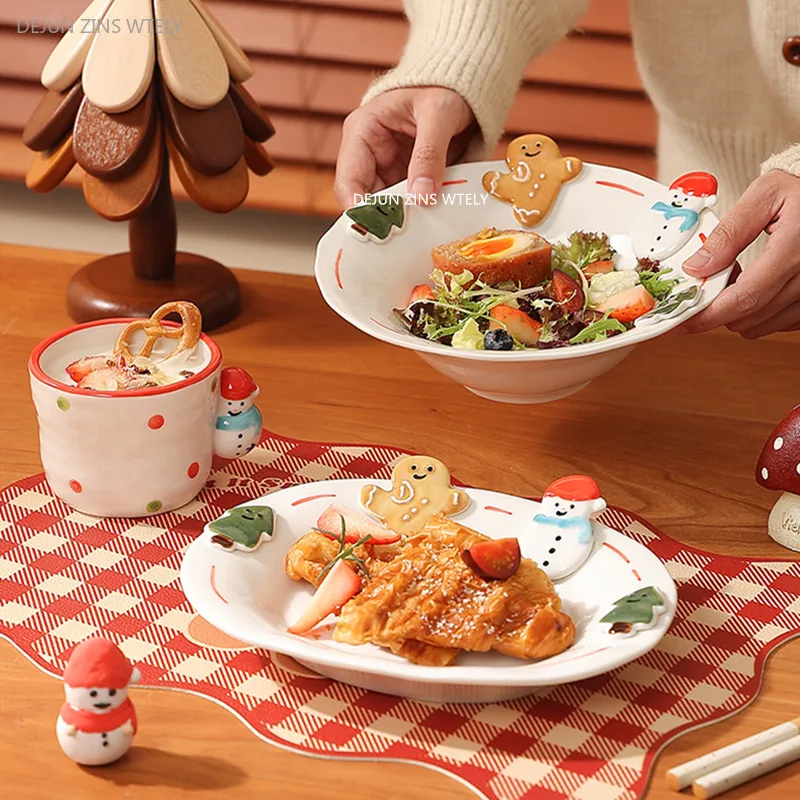 Christmas Ceramic Tableware Hand-embossed Ceramic Plates Exquisite Noodle Bowls Breakfast Milk Mugs Festival Party Salad Plates
Christmas Ceramic Tableware Hand-embossed Ceramic Plates Exquisite Noodle Bowls Breakfast Milk Mugs Festival Party Salad Plates