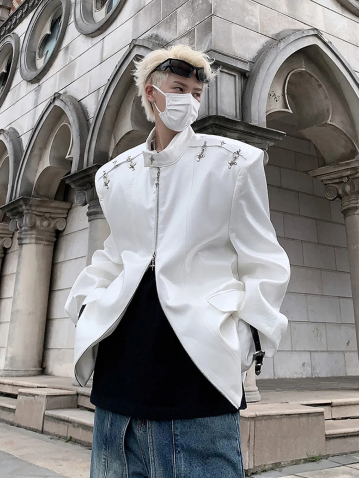 oulder Padded Zipper Jaet for Men White Cleanfit ort Sle American Sle Polyester Fabric Pure Color Autumn Faion
oulder Padded Zipper Jaet for Men White Cleanfit ort Sle American Sle Polyester Fabric Pure Color Autumn Faion