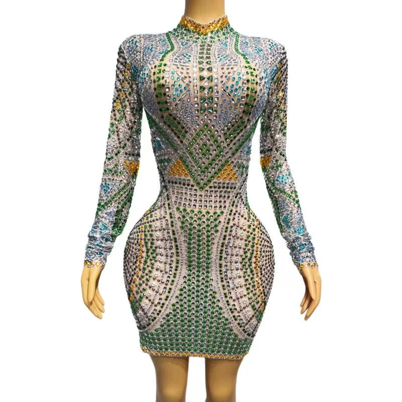 Sparkly Multi-color Rhinestones Dress Evening Birthday Celebrate Costume Women Dancer Long Sleeves Dress caolv
Sparkly Multi-color Rhinestones Dress Evening Birthday Celebrate Costume Women Dancer Long Sleeves Dress caolv