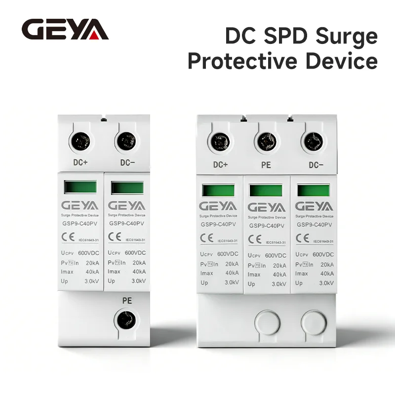 GEYA DC SPD 1000V 1500VDC 40KA House PV Surge Protector Protective for Solar Charge Controllers Low-voltage Arrester Device
GEYA DC SPD 1000V 1500VDC 40KA House PV Surge Protector Protective for Solar Charge Controllers Low-voltage Arrester Device