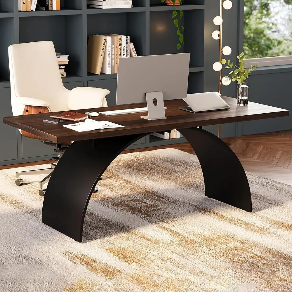 70.9 Walnut Industrial Style Office Writing Desk - Home & Office Furniture
70.9 Walnut Industrial Style Office Writing Desk - Home & Office Furniture