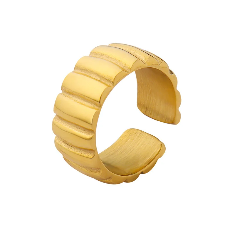French Style Striped Open Ring Women's Index Finger Ring Titanium Steel Plated 18k Gold Jewelry
French Style Striped Open Ring Women's Index Finger Ring Titanium Steel Plated 18k Gold Jewelry