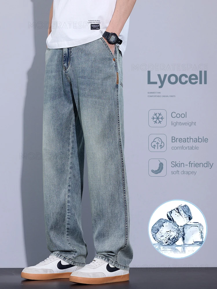 Lightweight Lyocell Jeans Men's Soft Breathable Drape Straight Casual Pants Korean Fashion Vintage Light Washed Denim Pants
Lightweight Lyocell Jeans Men's Soft Breathable Drape Straight Casual Pants Korean Fashion Vintage Light Washed Denim Pants