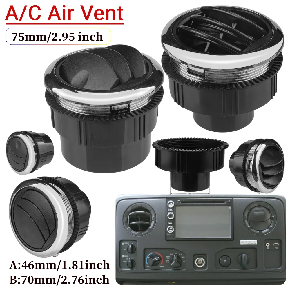 2.95 inch A/C Air Vents Outlets with Chrome Outdoor Universal Air Conditioning Personal Car Decoration for RV/Bus
2.95 inch A/C Air Vents Outlets with Chrome Outdoor Universal Air Conditioning Personal Car Decoration for RV/Bus