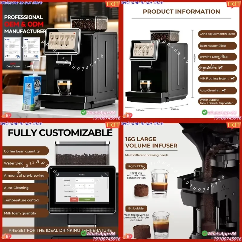CE Certificate Moseener Commercial Automatic Espresso Machine Professional Coffee Maker Touch Screen Electric Multifunctional
CE Certificate Moseener Commercial Automatic Espresso Machine Professional Coffee Maker Touch Screen Electric Multifunctional