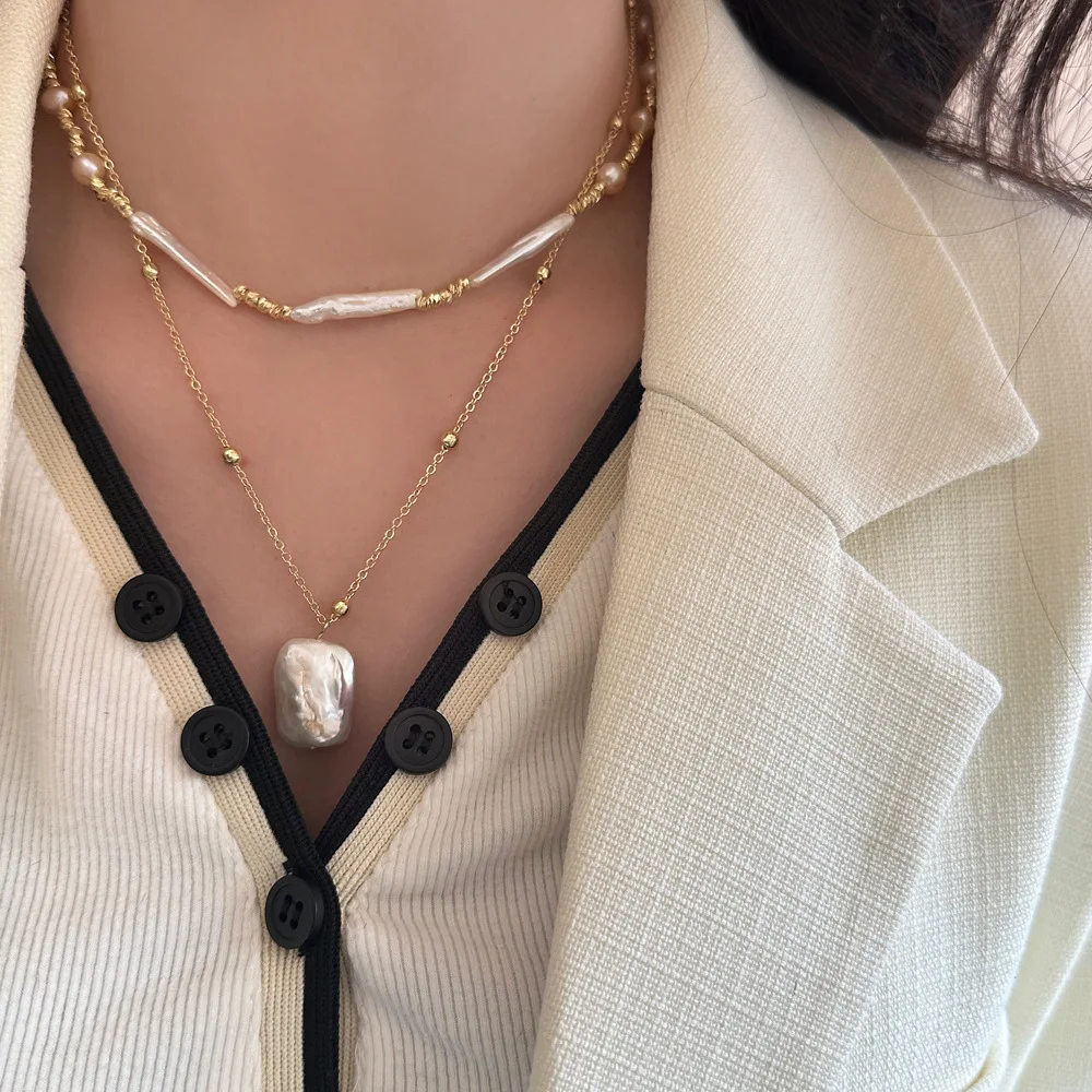 Baroque pearl necklace French retro elegance temperament neck chain high sense
Baroque pearl necklace French retro elegance temperament neck chain high sense