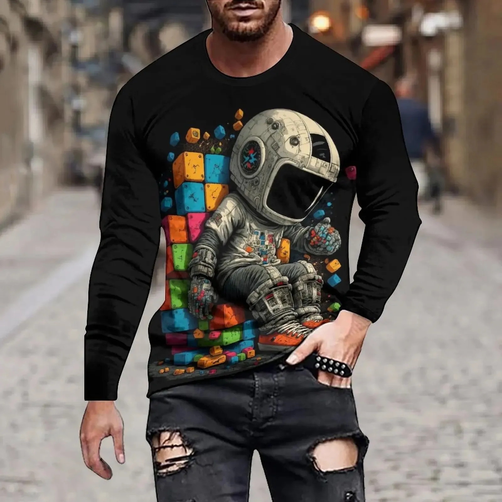 Street Personality Fashion Astronaut Fun Summer Men 3d Printed Crew Neck Long Sleeve Sleeve T-Shirt Loose Casual Clothing
Street Personality Fashion Astronaut Fun Summer Men 3d Printed Crew Neck Long Sleeve Sleeve T-Shirt Loose Casual Clothing