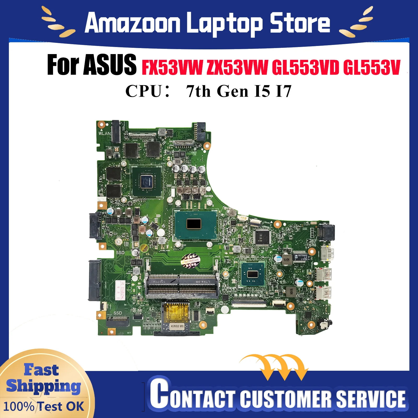 Материнская плата для ноутбука GL553VD для ASUS ROG GL553VE GL553VD ZX53V ZX63V FX53VW FZ53V GL553V ZX53VW, материнская плата с процессором I5 I7, тест ОК
Материнская плата для ноутбука GL553VD для ASUS ROG GL553VE GL553VD ZX53V ZX63V FX53VW FZ53V GL553V ZX53VW, материнская плата с процессором I5 I7, тест ОК