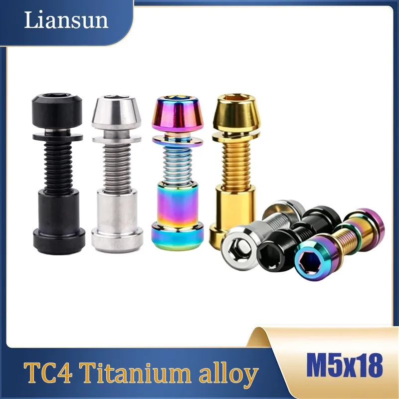 2/4pcs Titanium Alloy Bolts M5x18mm Bicycle Handlebar Stem Screw with Washer for MTB Road Bike Carbon Stem Front Forking Lock
2/4pcs Titanium Alloy Bolts M5x18mm Bicycle Handlebar Stem Screw with Washer for MTB Road Bike Carbon Stem Front Forking Lock