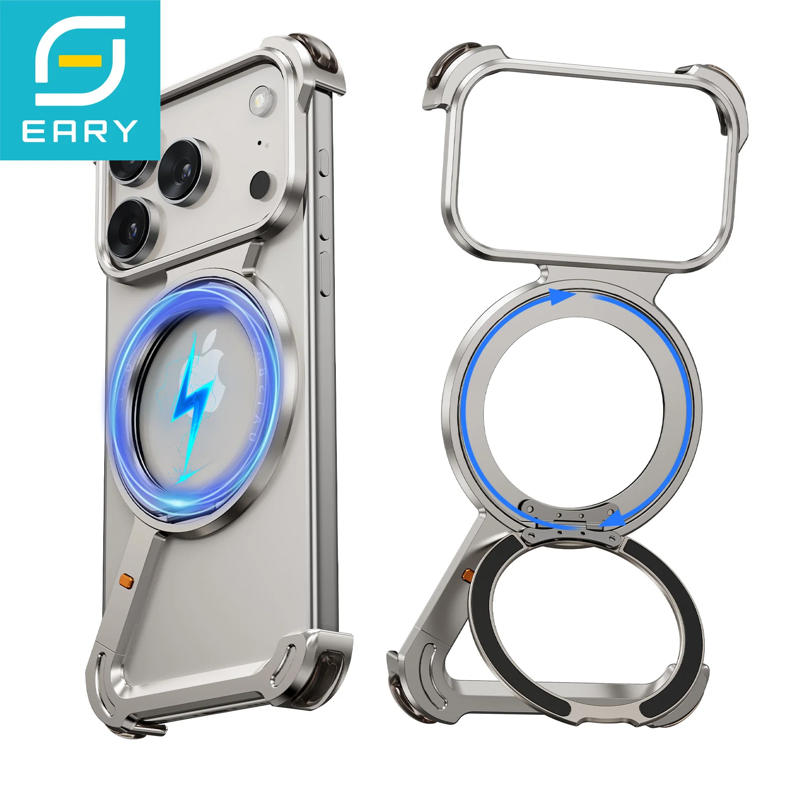 Алюминиевый чехол Eary Z для iPhone 17 Pro Max/Air для беспроводной зарядки Magsafe с 360° ° Металлический противоударный чехол для телефона с вращающейся подставкой
Алюминиевый чехол Eary Z для iPhone 17 Pro Max/Air для беспроводной зарядки Magsafe с 360° ° Металлический противоударный чехол для телефона с вращающейся подставкой