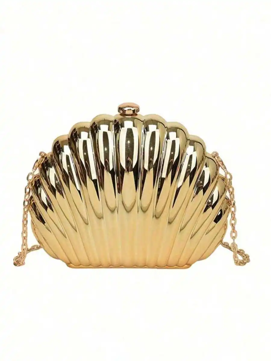 Shell Shaped Metal Clutch Bag With Chain Strap For Women Formal Party Wedding Evening Use
Shell Shaped Metal Clutch Bag With Chain Strap For Women Formal Party Wedding Evening Use