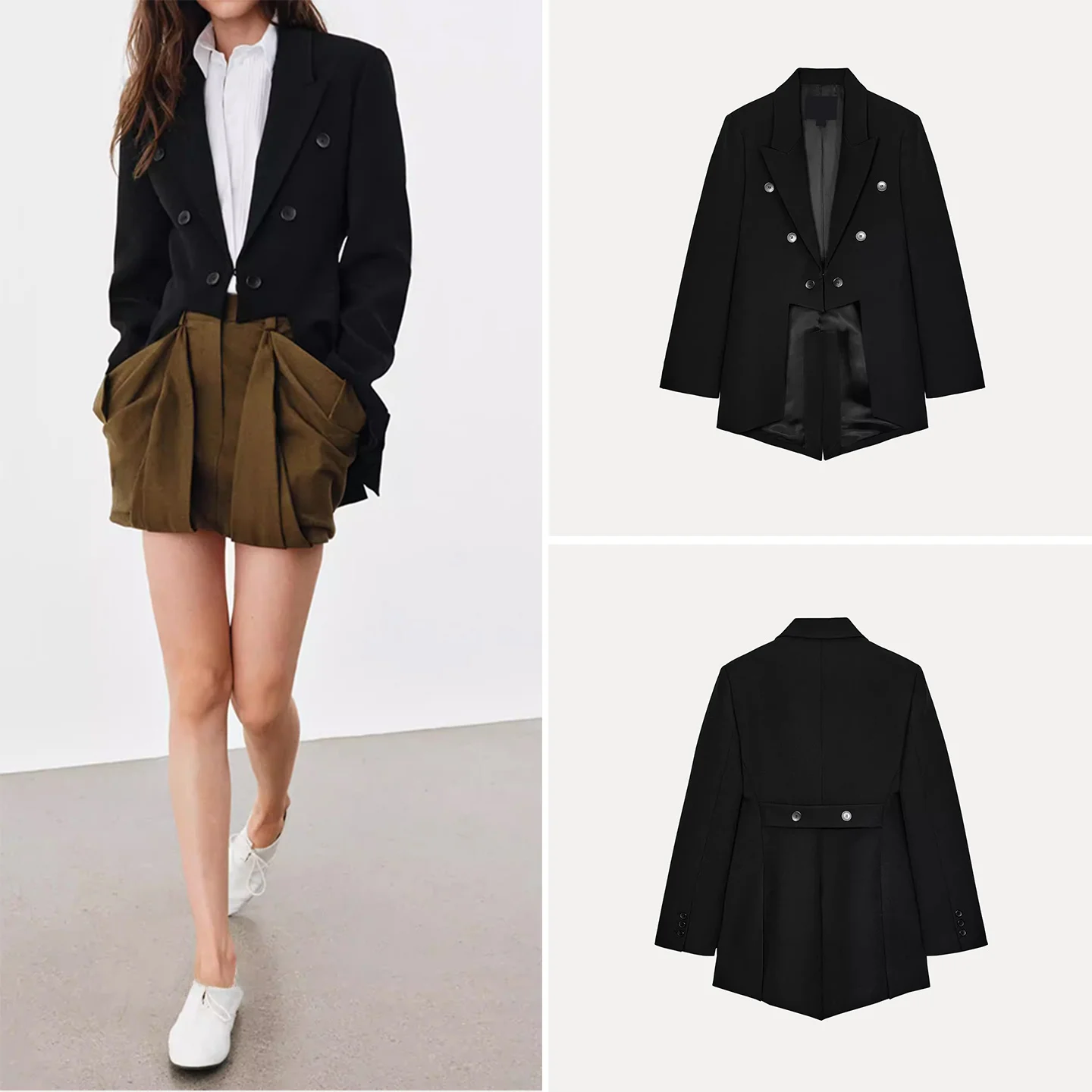 Faionable Double-Breasted Asymmetric Hem Suit Jaet Women's Spring 2026 New Arrival Z Stand Tailoring Long Sve
Faionable Double-Breasted Asymmetric Hem Suit Jaet Women's Spring 2026 New Arrival Z Stand Tailoring Long Sve