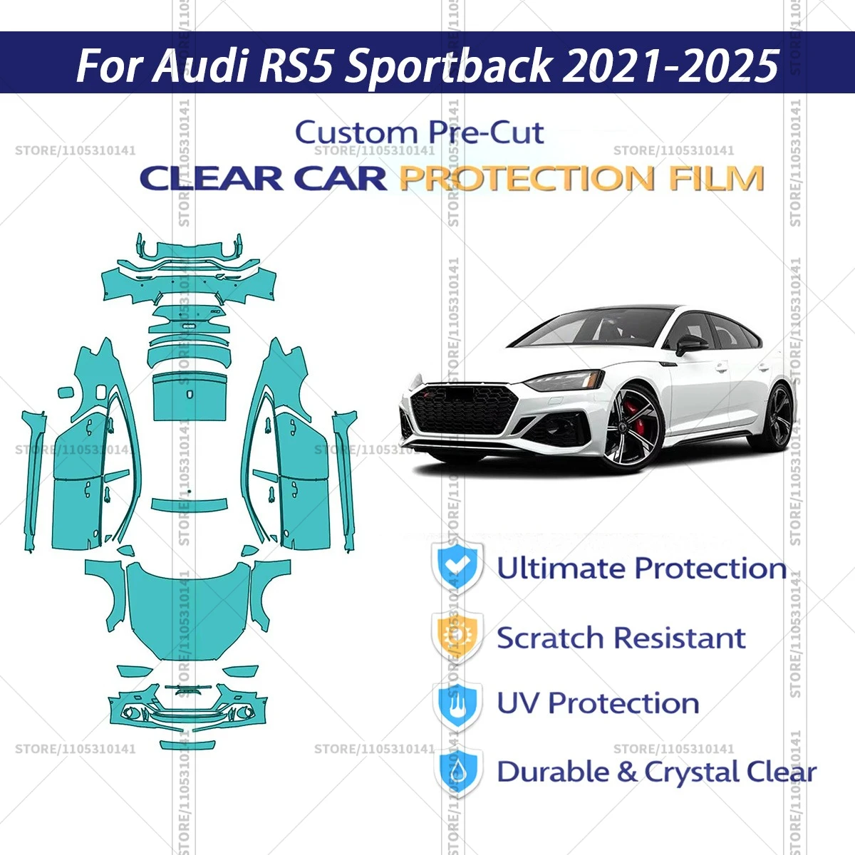 For Audi-RS5-Sportback-2021-2025 Pre-Cut Paint Protection Film PPF Transparent Car Film Professional Automotive PPF Full Vehicle
For Audi-RS5-Sportback-2021-2025 Pre-Cut Paint Protection Film PPF Transparent Car Film Professional Automotive PPF Full Vehicle